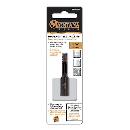 Diamond Tile Montana Brand 1/4 in. Alloy Steel Drill Bit 3-Flat Shank 1 pc MB-65201